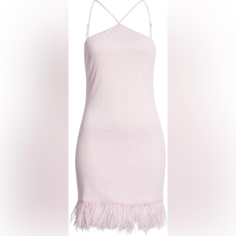 SAYLOR Ainsley Feather Trim Mini Dress